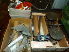 Three Boxes of Assorted Tools, Scales, Etc