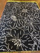 *100% Wool Black with White Leaf Design Rug 230cm by 160cm RRP: £495