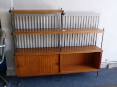 70's Style Mahogany Bookcase Over Cupboards