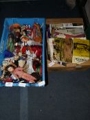 Box Containing Assorted Dolls, Figurines and a Box of Books Including and Atlas of The British Isles