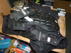 Set of Frank Thomas Aquaforce Motorcycle Clothing, Back Protector, Gloves, Etc