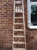Eight Tread Wooden Step Ladder