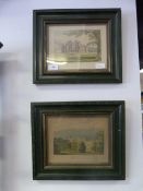 Two Green Framed Prints Depicting Allerton Park and Chatsworth