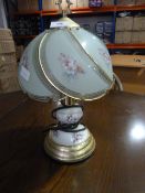 Brass and Porcelain Lamp Base with Glass Shade