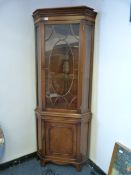 Reproduction Mahogany Glazed Corner Cupboard