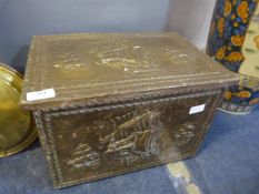 Embossed Brass Slipper Box