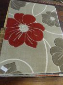 *Oatmeal, Taupe and Red Floral Rug