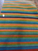 *Floor Couture 152cm by 244cm Pure Wool Indian Rug Multicoloured Stripe RRP: £250