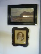 Two Framed Prints One Depicting Country Scenes and a Portrait