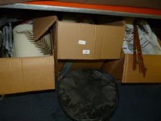 Three Boxes Containing Assorted Bric-a-Brac Including; Vintage Hat Box, Hand Made Arrows, Vintage