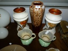 Assorted Studio Pottery, Vases and a Pair of Continental Jugs