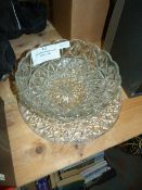 Cut Glass Cheese Plate and Fruit Bowl