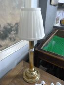 Brass Reeded Column Table Lamp with Cream Shade