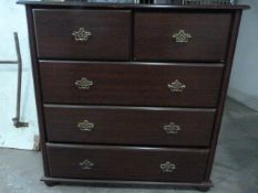 Chest of Five Drawers Two Short, Three Long in Mahogany Finish