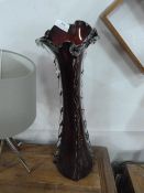 Red Glass 70's Style Vase