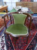 Mahogany Framed Victorian Chair with Upholstered Seat and Back on Turned Legs