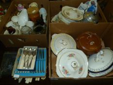 Three Boxes Containing Assorted Kitchenalia, Bric-a-Brac and Assorted Silver Plate Cutlery Sets