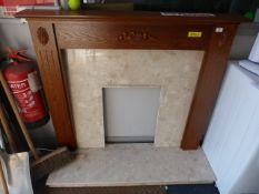 Simulated Oak Fire Surround with Stone Half and Back