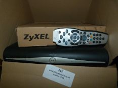 Box Containing a Sky Box and a Zyxel Wireless Router