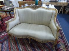*Two Seat Gilt Framed Settee Upholstered in Gold Shot Silk