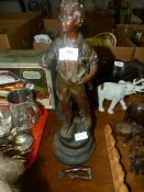 Decorative Table Lamp Base and Two Base Metal Figurines (AF)