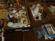 Box Containing Assorted Bric-a-Brac Including; Porcelain Headed Dolls, Etc