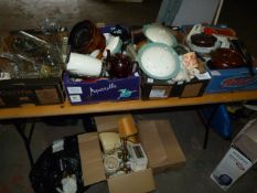 Four Boxes of Assorted Kitchenalia, Decorative Ware, Cut Glass, Etc