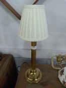 Brass Reeded Column Table Lamp with Cream Shade