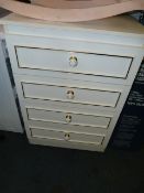 White and Gilt Four Drawer Chest of Drawers