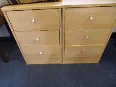 Pair of Beech Three Drawer Bedside Tables