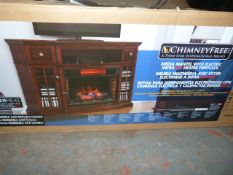 Chimney Free Electric Log Effect Fire and a Dark Oak Surround