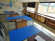 *Fifteen Blue Topped Laboratory Benches on Grey Frames