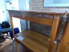 *Kingfisher Beech Teachers Desk with Brass Ink Well and Drawer