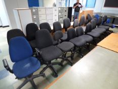 *Nineteen Charcoal and Three Blue Operators Chairs with Rise and Fall Actions