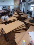 *Ninety Five Stackable Square Legged Tables with Simulated Beech and Medium Oak Tops