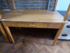 *Kingfisher Beech Teachers Desk with Brass Ink Well and Drawer