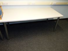 *Pair of Tables on Tubular Chrome Legs with White Tops