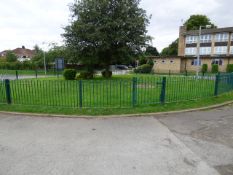 *Twenty Two 9'x3' Galvanised Bow Top Fencing Panels Painted Green with a Personal Access Gate