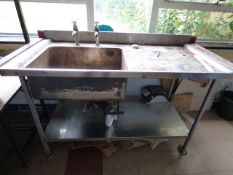 *Stainless Steel Commercial Sink Unit with Right Hand Drainer, Pillar Taps and Undershelf