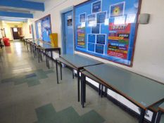 *Forty Four Square Legged School Tables with Heat Resistant White/Green Tops
