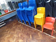 *Forty Three Assorted Stackable Plastic Chairs in Various Colours
