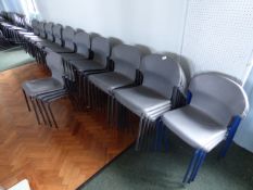*Sixty Stackable Tubular Framed Chairs with Grey Seats
