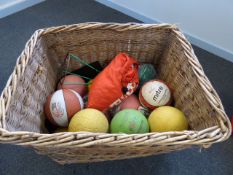 *Large Wicker Basket Containing Assorted Sports Balls