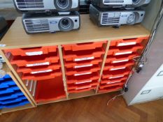 *Mobile Tray Storage Unit in Light Beech Finish