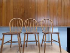*Three Beech Spindle Back Chairs
