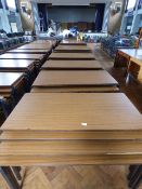 *Seventy Five Stackable Square Legged Tables with Heat Resistant Tops