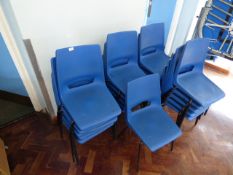 *Twenty Six Polypropylene Blue Stackable Chairs