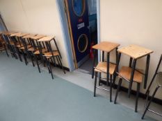 *Twenty Metal Framed Laboratory Stool with Wood Seats
