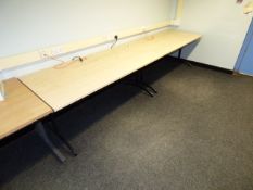 *Four Office Tables on Black Frames with Light Wood Effect Tops