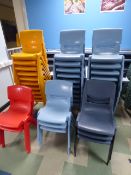 *Thirty Stackable Chairs and Others in Assorted Colours